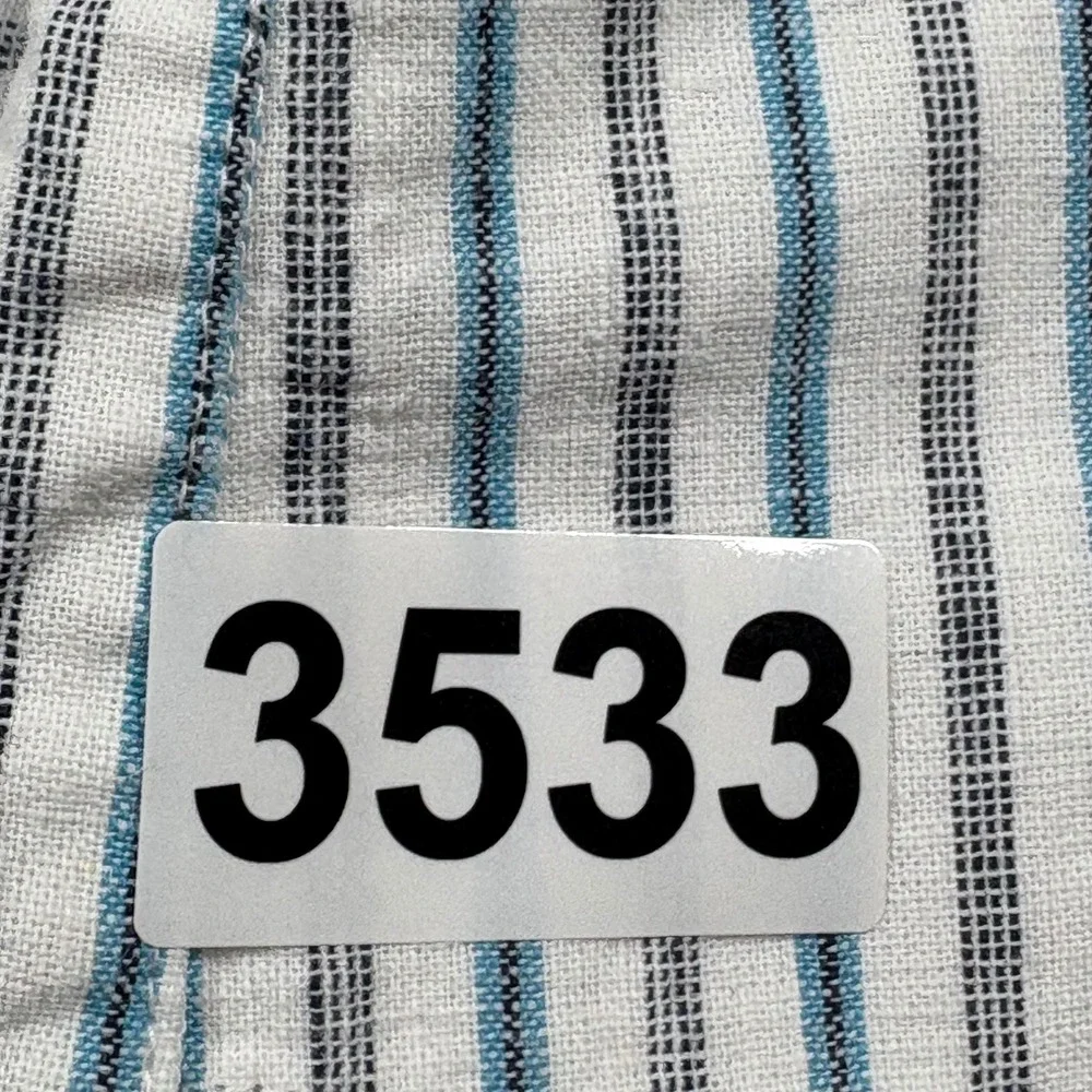 Banana Republic Mens Medium Linen Blend Striped Button Down Shirt Blue White